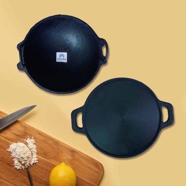 Wire Kadhai -(10 inch / 25 cm) + Dosa Tawa (12 inch / 30 cm)